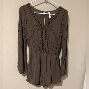 Bell Sleeve Romper Olive Color, Size XS
